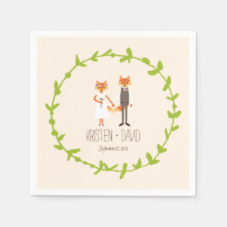 Whimsical Woodland Foxes Ivory bruiloft Servetten