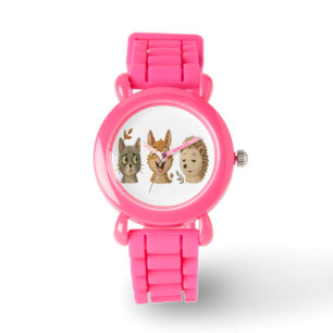 Whimsical Woodland Gezichten – Mooie Geborduurde D Horloge