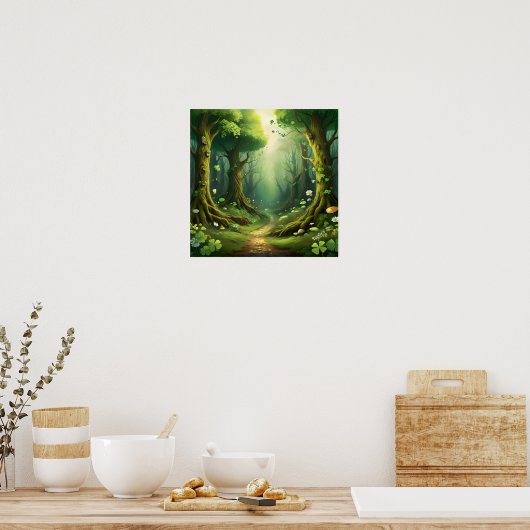 Whimsical Woodland St Patrick’s Day Path Poster (Keuken)