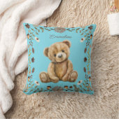 Whimsical Woodland Teddy Bear Blue Nursery Kussen (Deken)