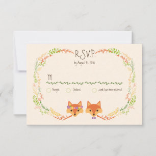 Whimsical Woodland Vossen Bruiloft Ivoor RSVP Kaartje