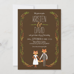 Whimsical Woodland Vossen Bruiloft Kaart