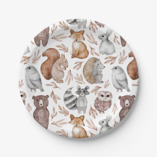 Whimsical Woodland Waterverf Dieren Party Papieren Bordje