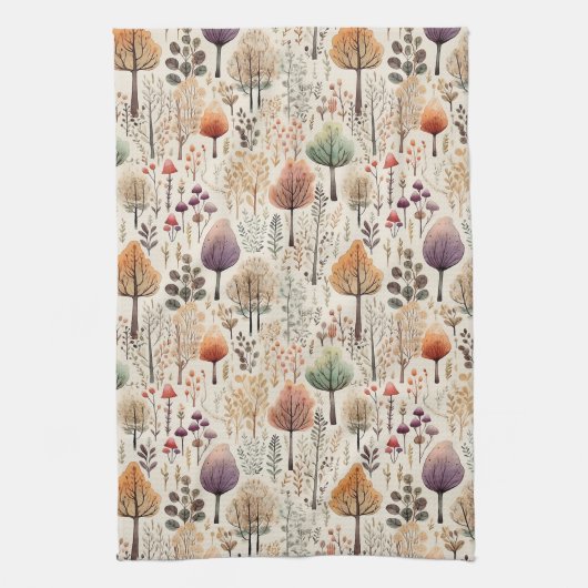 Whimsical Woodland Waterverf Forest Theedoek (Verticaal)