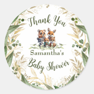 Whimsical Woodland Wonders: Baby shower Ronde Sticker