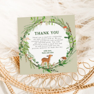 Whimsical Woodland Wreath Baby shower Bedankkaart