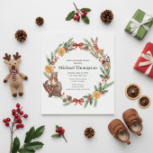 Whimsical Woodland Wreath Baby Shower Invitation