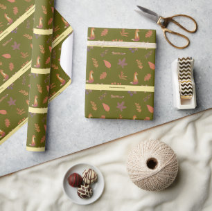 Whimsical Woodlands Herfst Vibes personaliseren fa Cadeaupapier