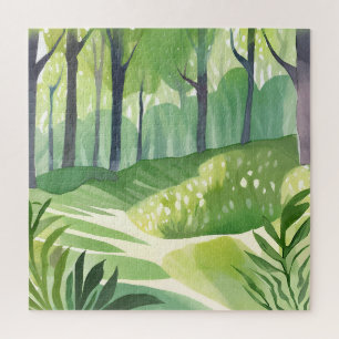 Whimsical Woods Bos Waterverf Landschap Legpuzzel
