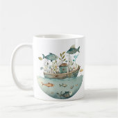 Whimsical woonboot koffiemok (Links)