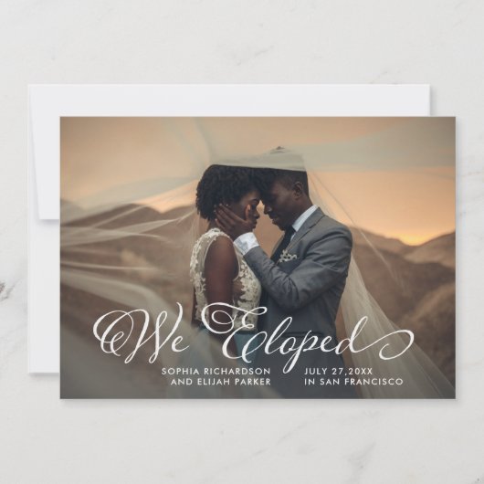 Whimsical Words | Foto-aankondiging van We Eloped Kaart (Voorkant)