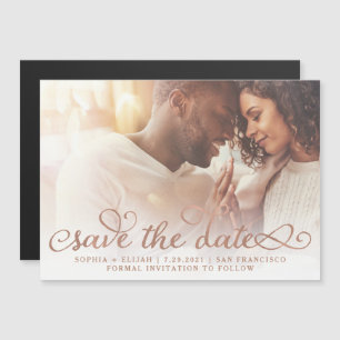 Whimsical Words   Roos Gold Photo Save the Date Magnetische Uitnodiging