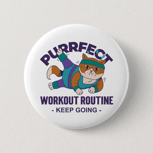 Whimsical Workout Cat Ronde Button 5,7 Cm (Voorkant)