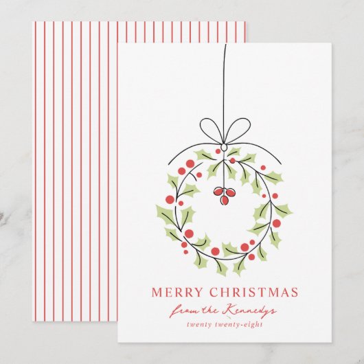 Whimsical Wreath Christmas Feestdagenkaart (Voorkant / Achterkant)