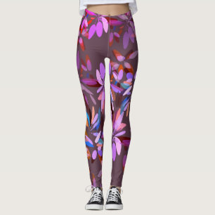 Whimsical Y2K Esthetische Roze en Paarse Bloemen Leggings