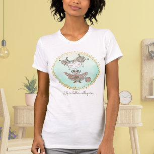 Whimsical Yarn Lover Girl  T-shirt