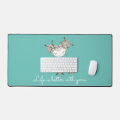 Whimsical Yarn Lover Meisje  Bureaumat (Keyboard & Muis)