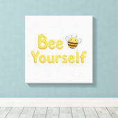 Whimsical Yellow Bumblebee and Quote Canvas Afdruk (Insitu (Houten vloer))