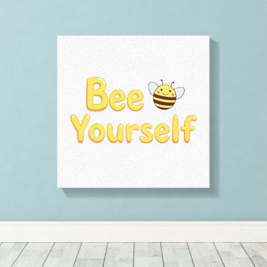 Whimsical Yellow Bumblebee and Quote Canvas Afdruk (Insitu (Houten vloer))