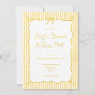 Whimsical Yellow Easter Brunch Egg Hunt Uitnodigin Kaart