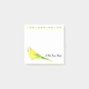 Whimsical Yellow Green Waterverf Budgie Parakeet Post-it® Notes