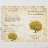 Whimsical Yellow Heart Leaf Tree Wedding Programme (Voorkant / Achterkant)