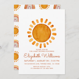 Whimsical Yellow Waterverf Sunshine Baby shower Kaart