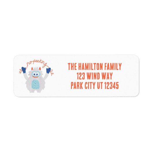 Whimsical Yeti No Peking Holiday Retouradres Etiket (Voorkant)