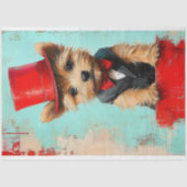 Whimsical Yorkie Dog, Red Bow Stropdas AT2 Decoupa Tissuepapier (Voorkant)