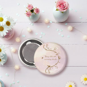 Whimsical Zacht Roze Zing Ochtend Vogels Magneet