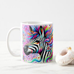 Whimsical Zebra Bloemen Roze Blauwgroen Groene Dai Koffiemok
