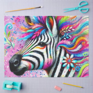 Whimsical Zebra Floral Daisy Decoupage Tissuepapier