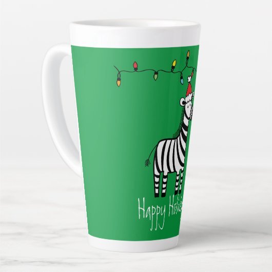 Whimsical-Zebra op groen Latte Mok (Linkerhoek)