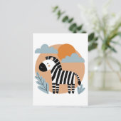 Whimsical Zebra Scandinavische beïnvloed Briefkaart (Staand voorkant)