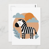 Whimsical Zebra Scandinavische beïnvloed Briefkaart (Voorkant / Achterkant)