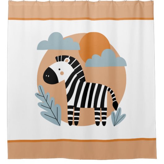 Whimsical Zebra Scandinavische beïnvloed Douchegordijn (Voorkant)