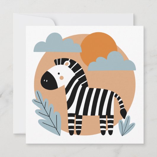 Whimsical Zebra Scandinavische beïnvloed Notitiekaartje (Voorkant)