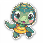 Whimsical zee schildpad sticker voor kinderen (Voorkant)
