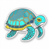 Whimsical zee schildpad sticker voor kinderen (Voorkant)