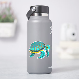 Whimsical zee schildpad sticker voor kinderen
