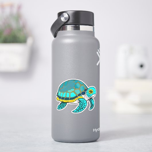 Whimsical zee schildpad sticker voor kinderen (HydroFlask)