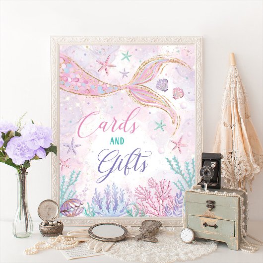 Whimsical Zeemeermin Kaarten & Geschenken Feestbor Poster