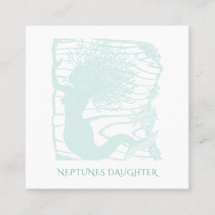 Whimsical Zeemeermin Koraal Haar Ocean Waves Vierkante Visitekaartje