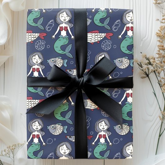 Whimsical Zeemeermin & Zee Creatures Ocean Cadeaupapier