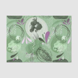 Whimsical Zeemeerminnen Groene Abstracte achtergro Tissuepapier