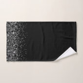 Whimsical zilveren glitter op zwart monogram bad handdoek (Handdoek)