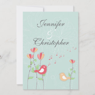 Whimsical Zingende Vogels met Bloemen Kaart