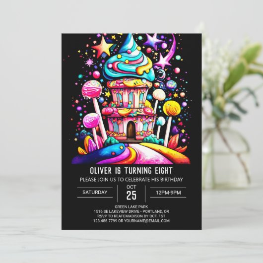 Whimsical Zoete Viering Verjaardag Kaart (Staand voorkant)