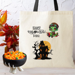 Whimsical Zombie Pilot Vliegtuig Kinder Halloween Tote Bag