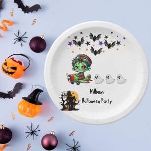 Whimsical Zombie Pilot Vliegtuig Schattigee Ghosts Papieren Bordje